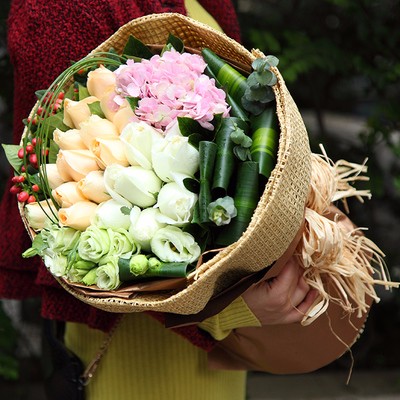 家园花坊│2/14情人节浪漫情人节鲜花-圆形款