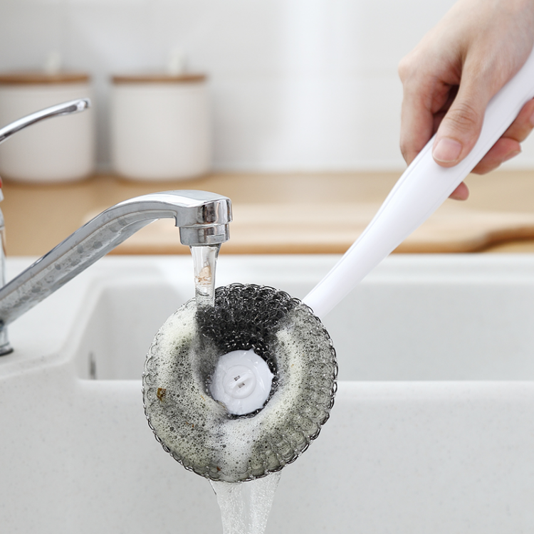 长柄清洁钢丝球 不锈钢厨房清洁洗锅 手柄刷锅神器