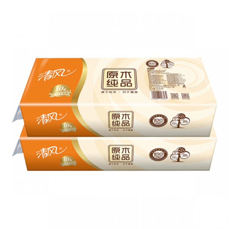 清风 原木纯品 3层10卷/750克 无芯卷纸 长卷卫生纸巾