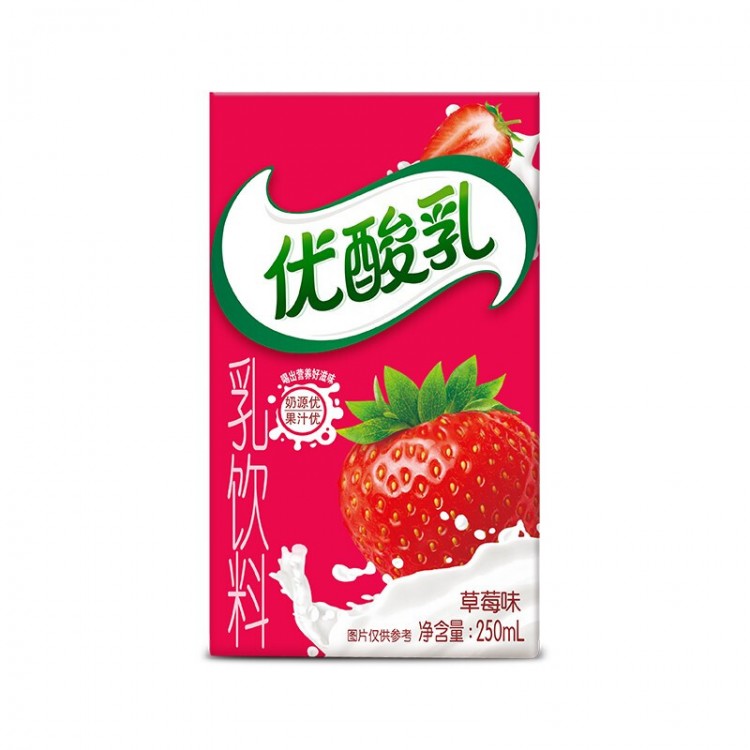 伊利 优酸乳草莓味250ml*24盒 网红学生营养早餐（新老包装随机发货）