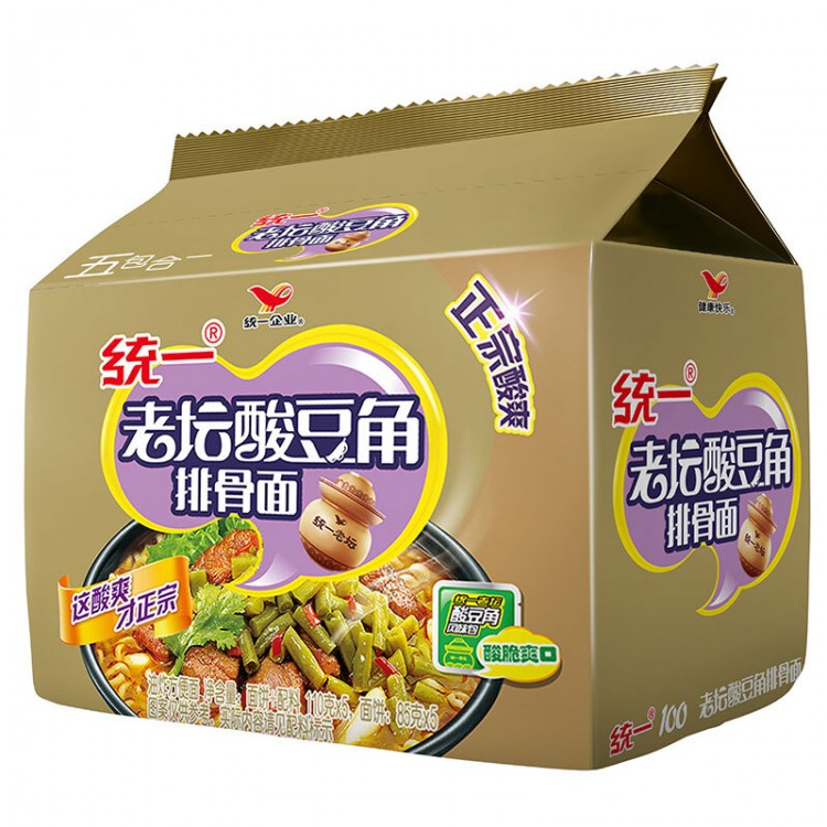 统一 老坛酸豆角排骨面 110g/包 方便面 泡面