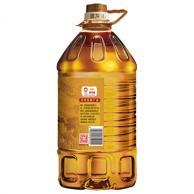 金龙鱼 外婆乡小榨菜籽油 5L/桶 食用油 非转基因 压榨
