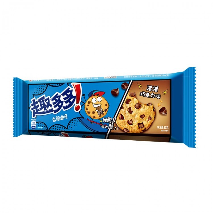 趣多多 香脆巧克力味曲奇饼干 经典巧克力原味 休闲零食下午茶 95g