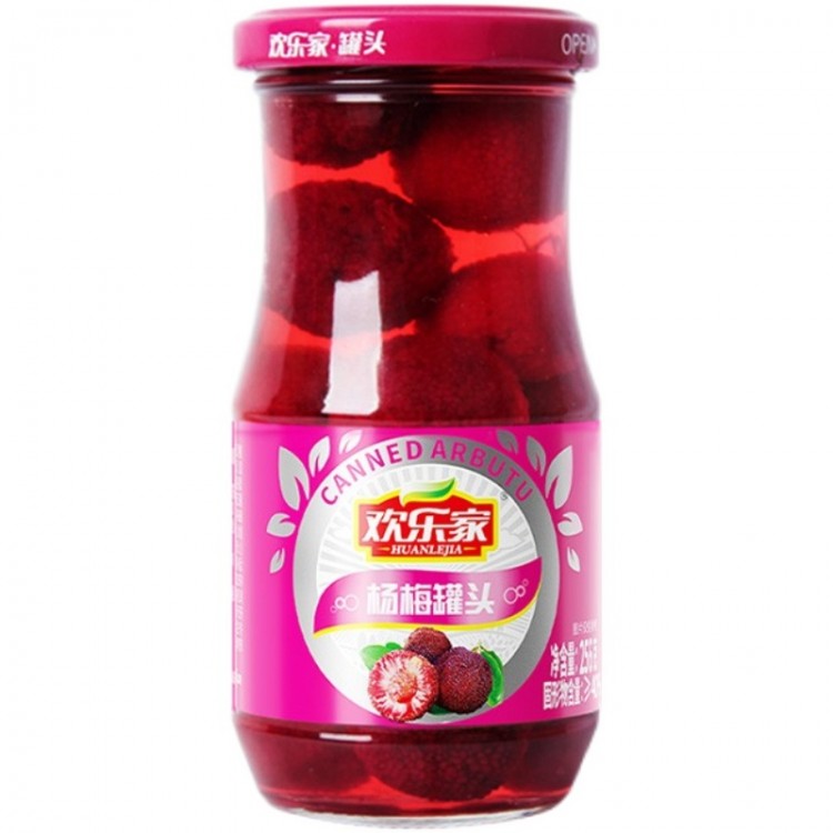 欢乐家 糖水杨梅罐头 256g*12瓶 整箱装休闲食品方便速食