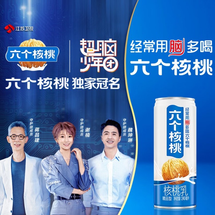 六个核桃 无糖高钙核桃乳 240ml*12罐 养元 整箱装植物蛋白饮料整箱装