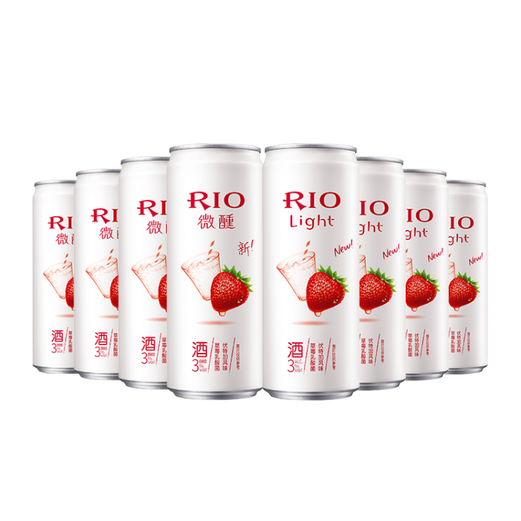 RIO锐澳 草莓乳酸菌风味330ml/罐 微醺鸡尾酒果味预调酒