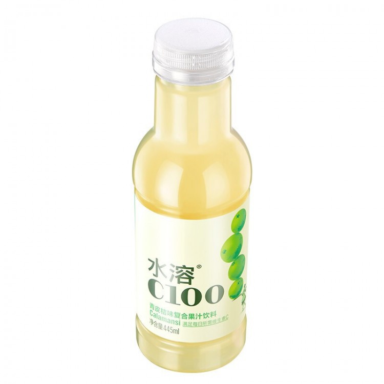 水溶C100 青皮桔味 复合果汁饮料445ml*15瓶 整箱装 农夫山泉