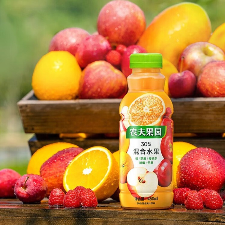 农夫果园 30%橙+芒果+树莓 混合果汁 450ml*/瓶 农夫山泉