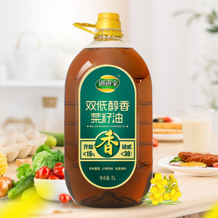 道道全 双低醇香菜籽油 5L 物理压榨非转基因食用油