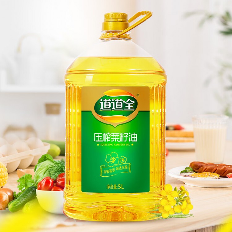 道道全 压榨菜籽油 5L 非转基因食用油植物油 自然清香