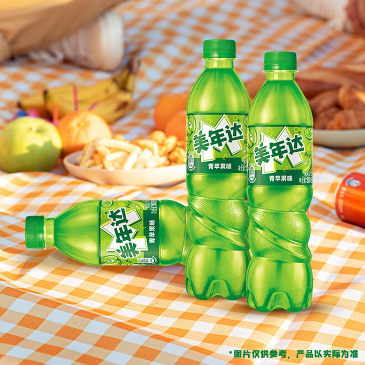 美年达 苹果味 500ml/瓶 碳酸汽水饮料 百事Pepsi出品